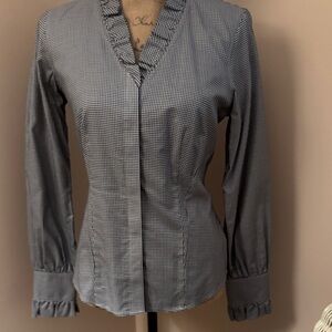 Women's Black and White Checkered Blouse